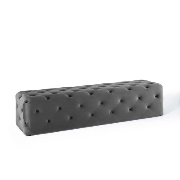 Modway Furniture 72 in. Amour Tufted Button Entryway Performance Velvet Bench Gray EEI-3772-GRY